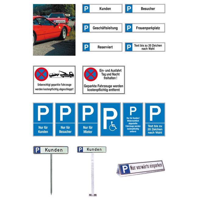 Parkolóhely és megállást tiltó táblák műanyagból