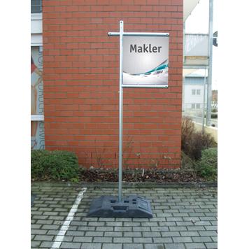 Összedugható acél bannerkeret rendszer „Makler”